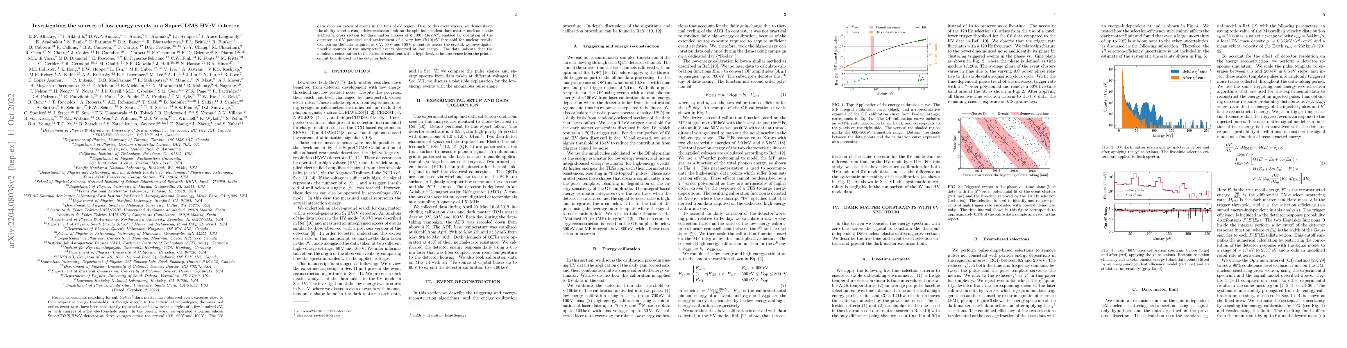 Thumbnail for Investigating the sources of low-energy events in a SuperCDMS-HVeV
  detector