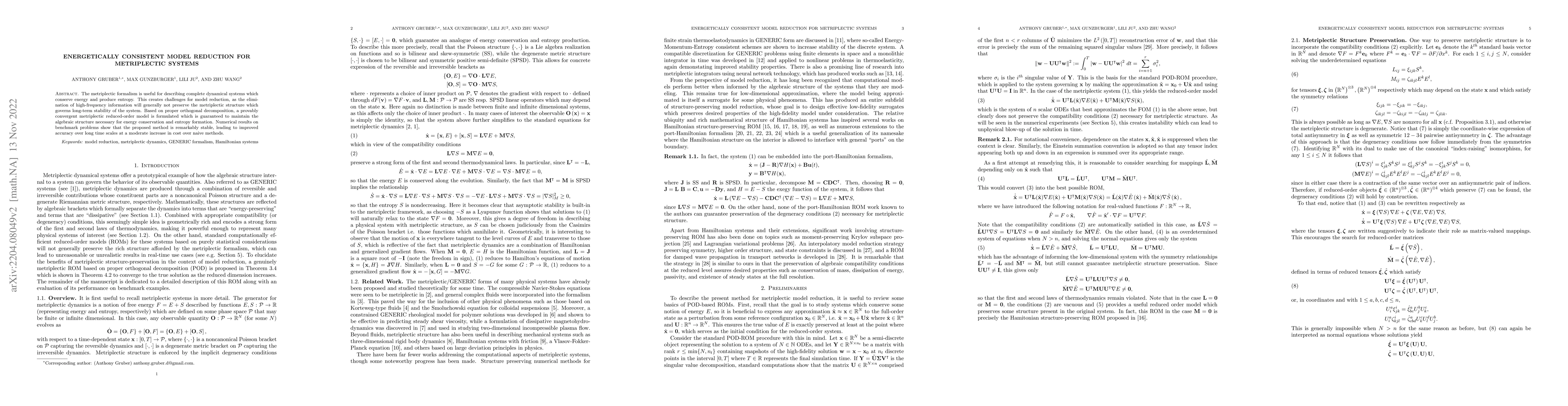 Thumbnail for Energetically Consistent Model Reduction for Metriplectic Systems
