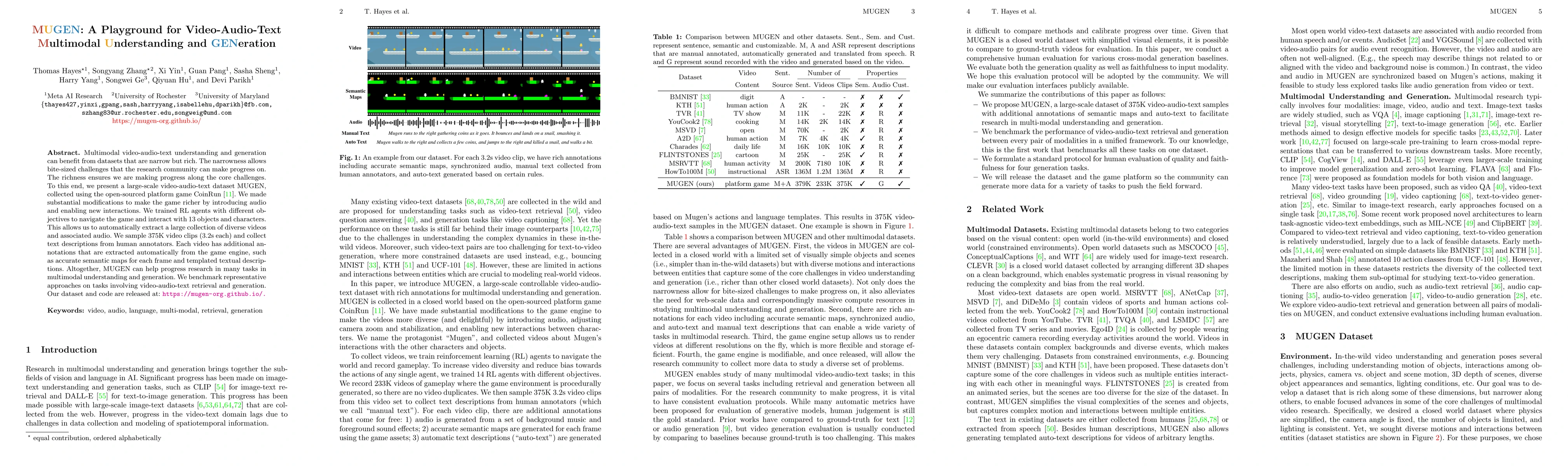 Thumbnail for MUGEN: A Playground for Video-Audio-Text Multimodal Understanding and
  GENeration