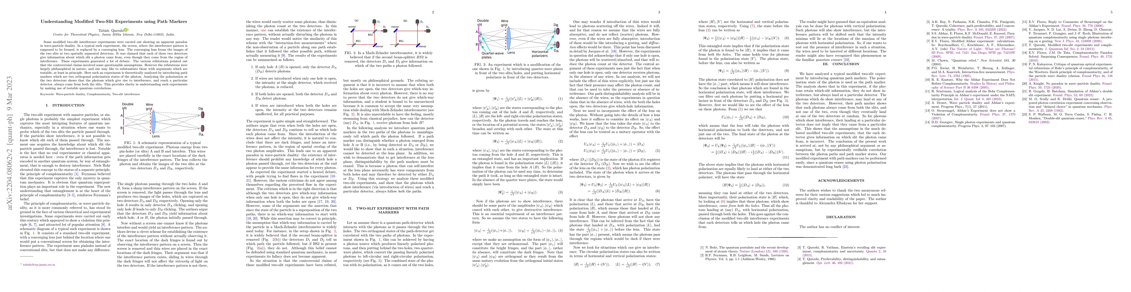 Thumbnail for Understanding Modified Two-Slit Experiments using Path Markers
