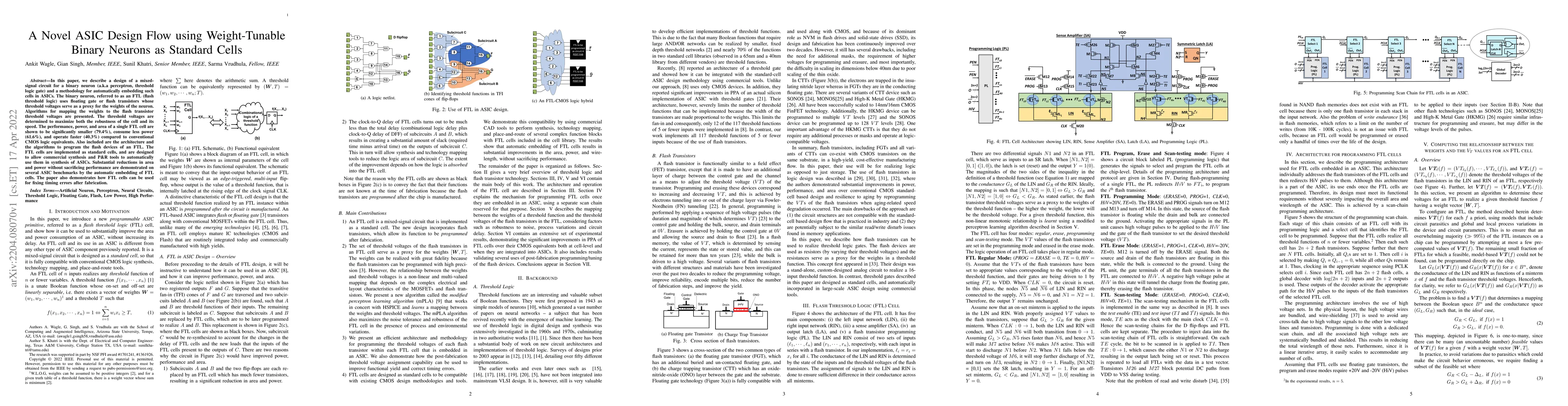 Thumbnail for A Novel ASIC Design Flow using Weight-Tunable Binary Neurons as Standard
  Cells