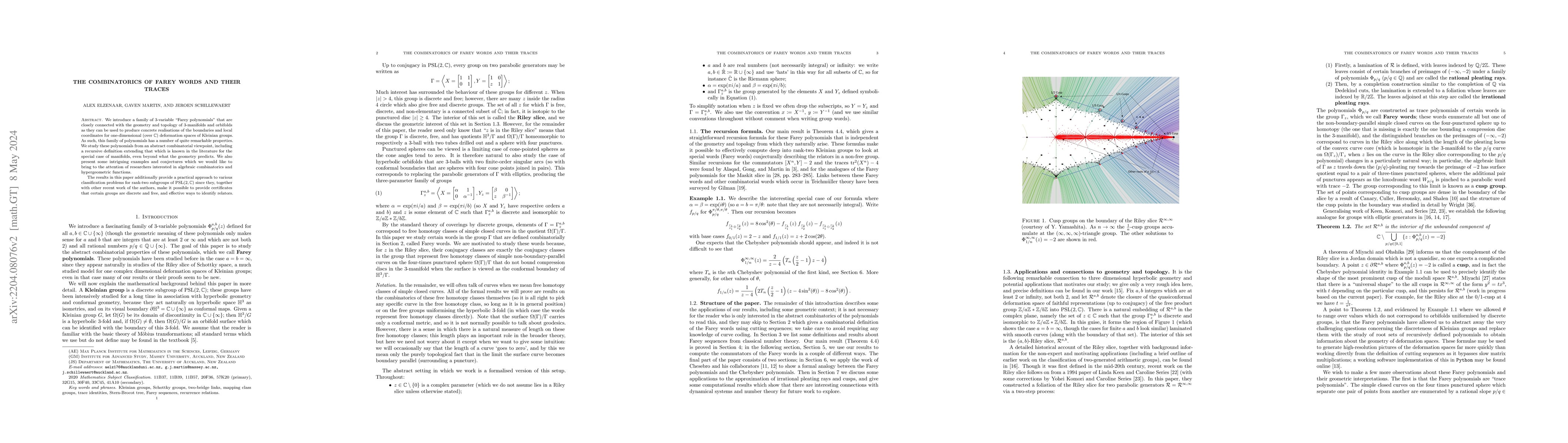 Thumbnail for The combinatorics of Farey words and their traces