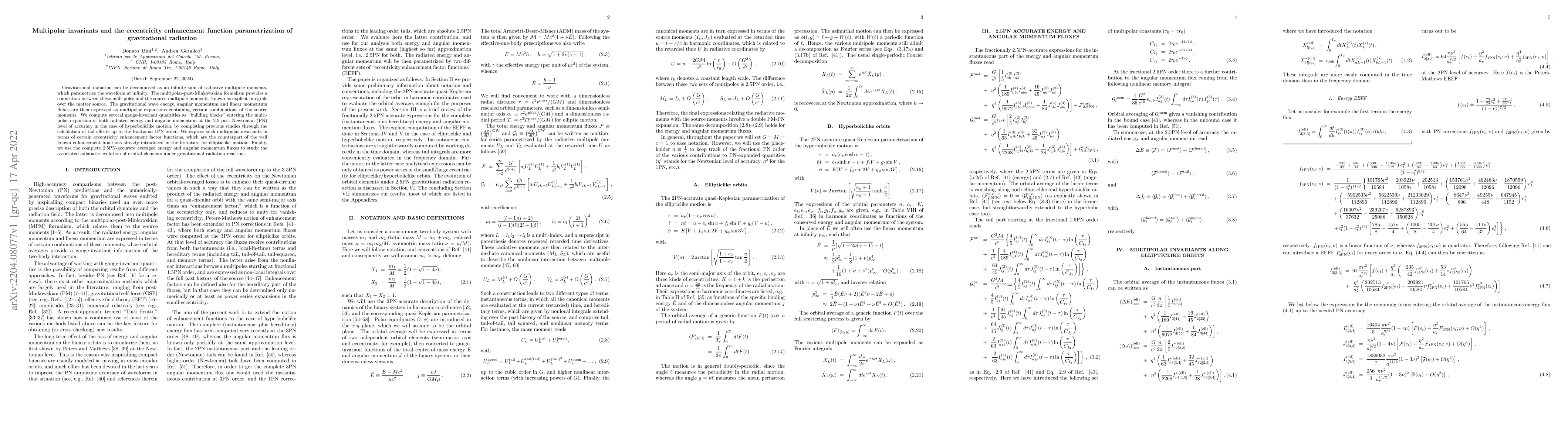 Thumbnail for Multipolar invariants and the eccentricity enhancement function
  parametrization of gravitational radiation