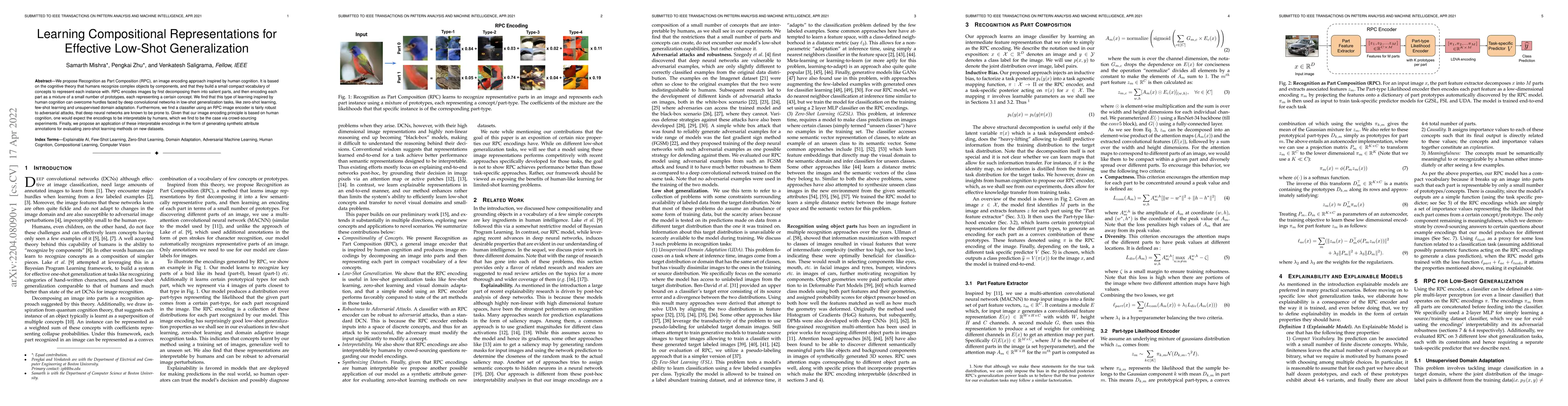 Thumbnail for Learning Compositional Representations for Effective Low-Shot
  Generalization