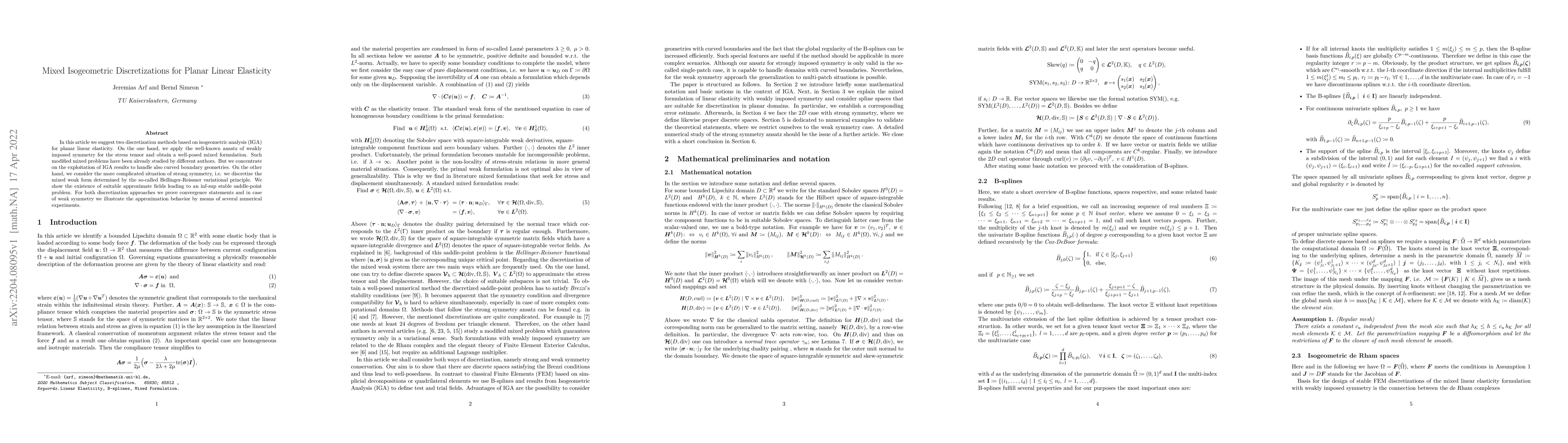 Thumbnail for Mixed Isogeometric Discretizations for Planar Linear Elasticity