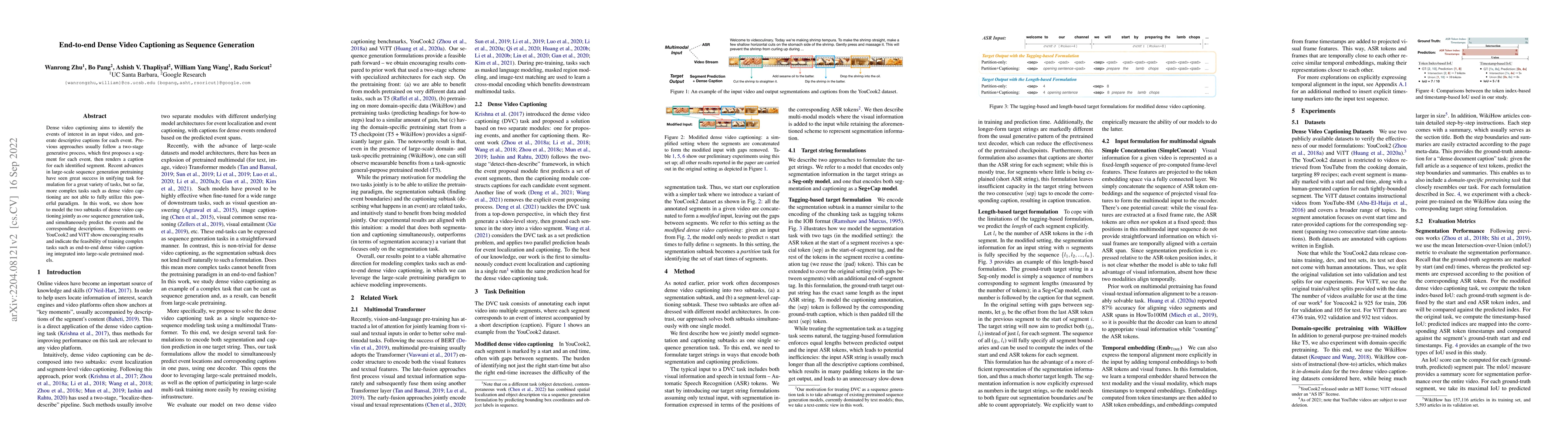 Thumbnail for End-to-end Dense Video Captioning as Sequence Generation