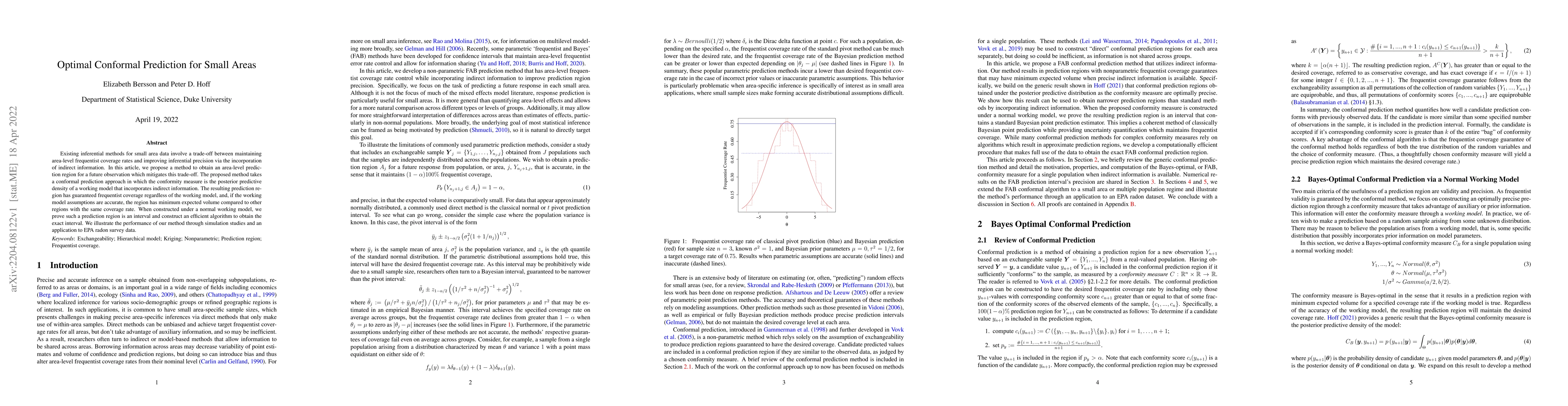 Thumbnail for Optimal Conformal Prediction for Small Areas