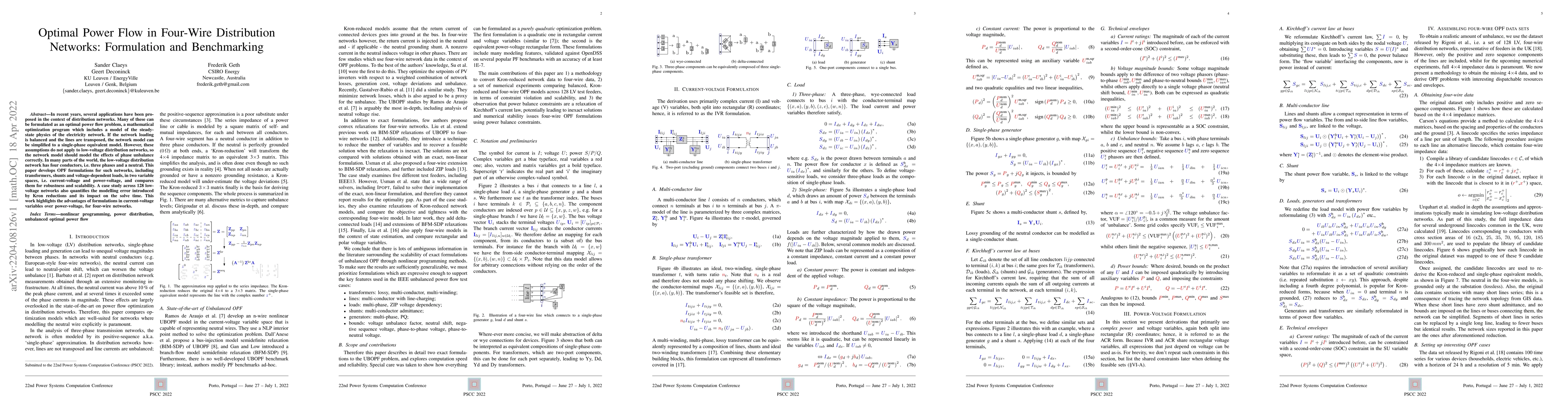 Thumbnail for Optimal Power Flow in Four-Wire Distribution Networks: Formulation and
  Benchmarking