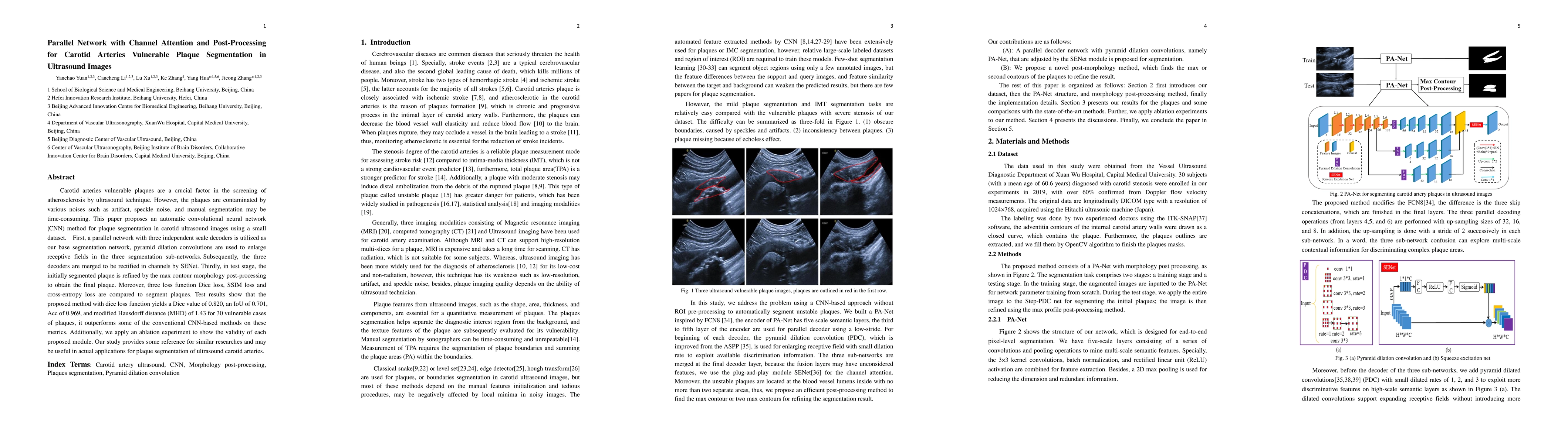 Thumbnail for Parallel Network with Channel Attention and Post-Processing for Carotid
  Arteries Vulnerable Plaque Segmentation in Ultrasound Images