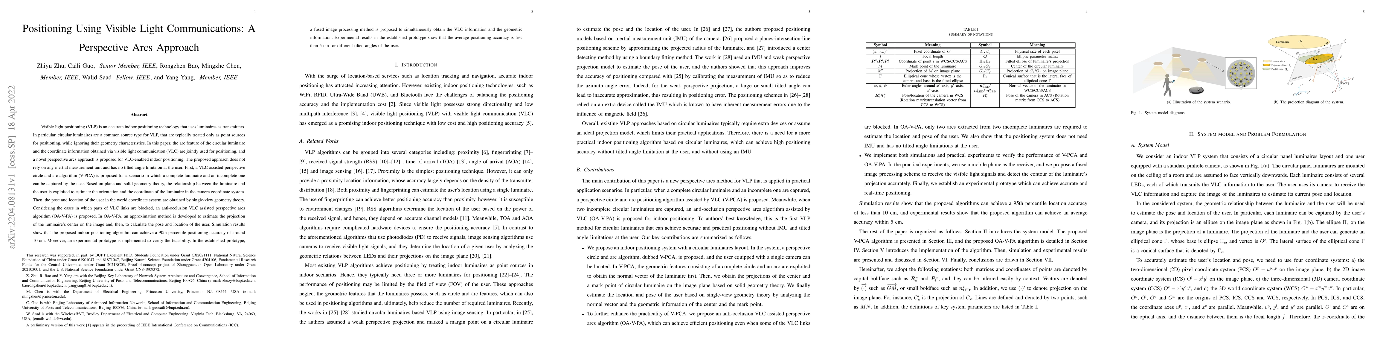 Thumbnail for Positioning Using Visible Light Communications: A Perspective Arcs
  Approach