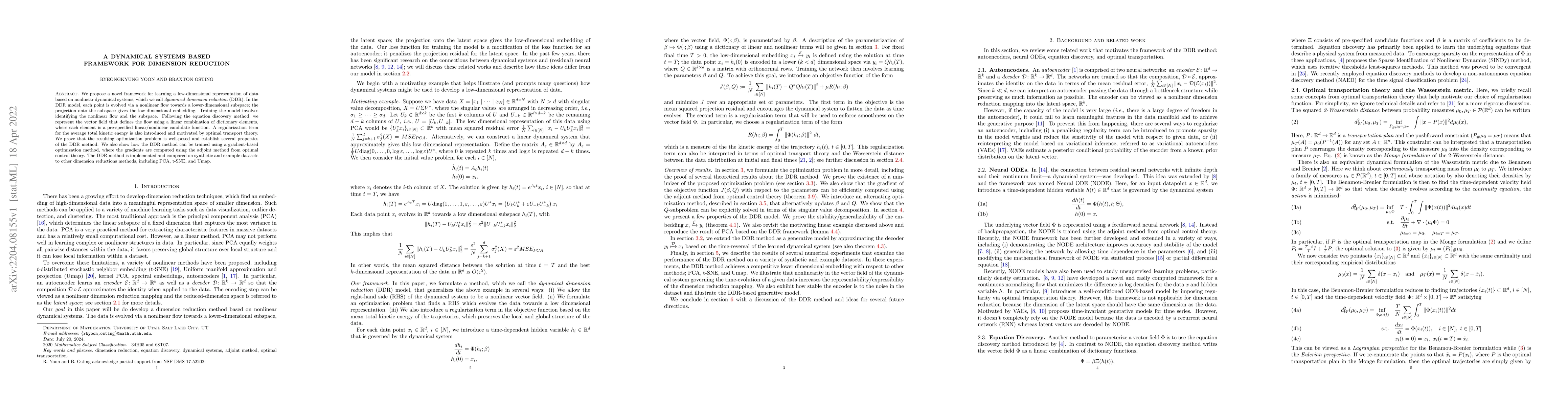 Thumbnail for A dynamical systems based framework for dimension reduction