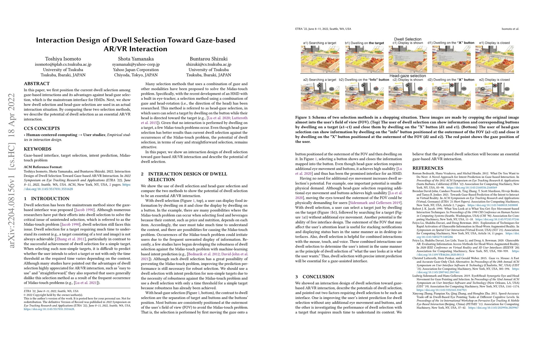 Thumbnail for Interaction Design of Dwell Selection Toward Gaze-based AR/VR
  Interaction