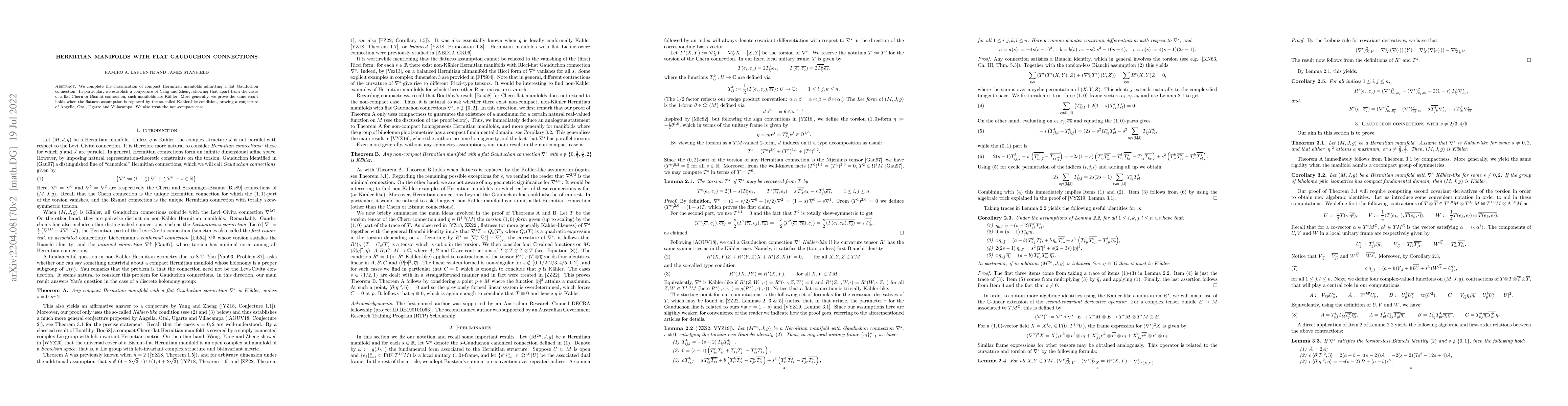 Thumbnail for Hermitian manifolds with flat Gauduchon connections