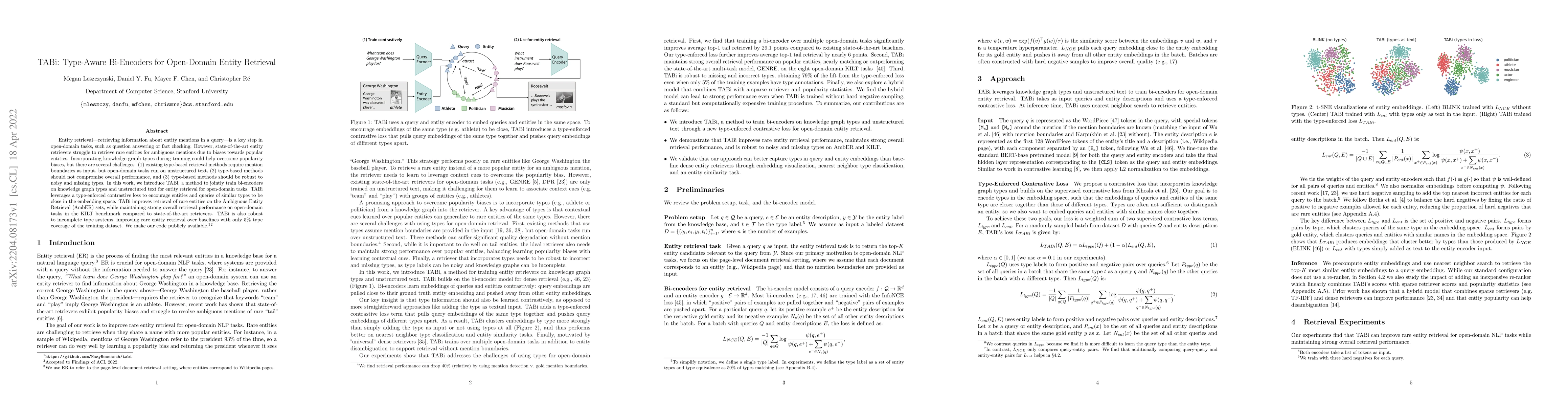 Thumbnail for TABi: Type-Aware Bi-Encoders for Open-Domain Entity Retrieval