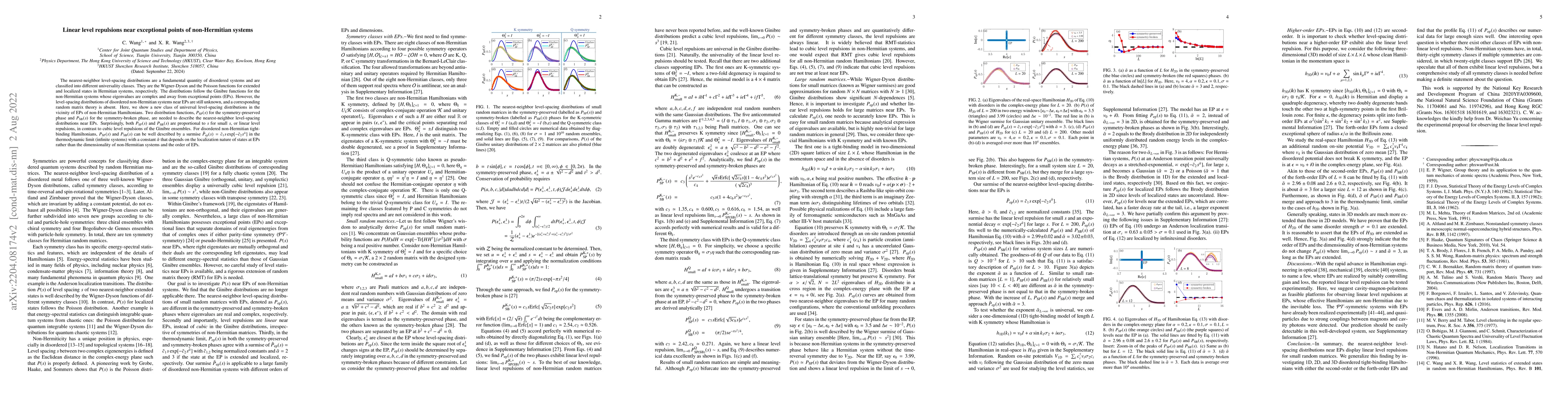 Thumbnail for Linear level repulsions near exceptional points of non-Hermitian systems