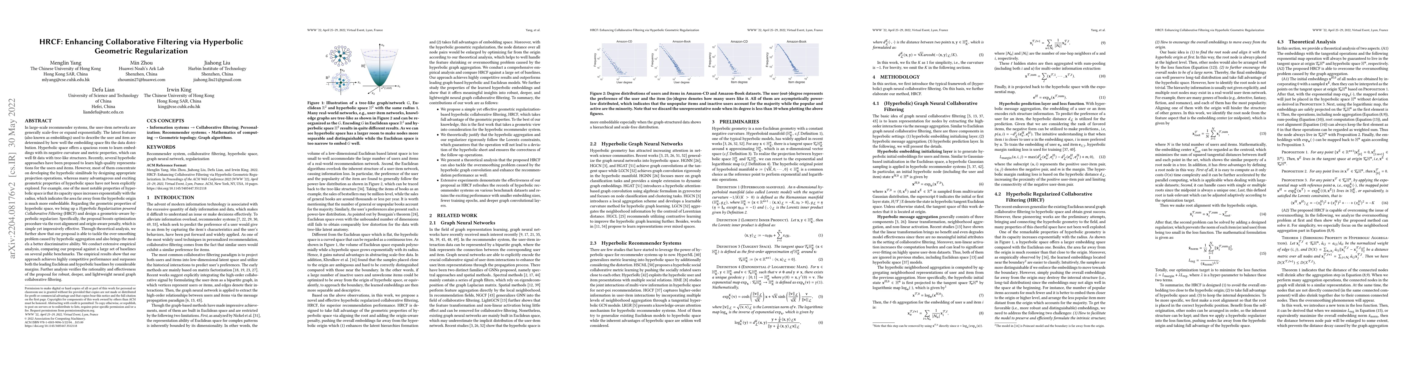 Thumbnail for HRCF: Enhancing Collaborative Filtering via Hyperbolic Geometric
  Regularization