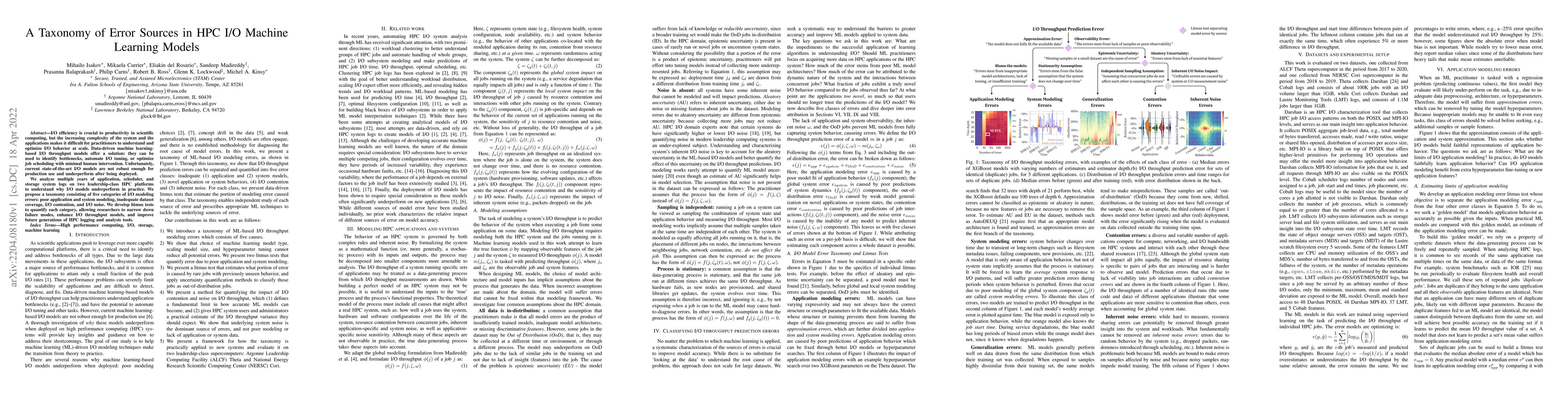 Thumbnail for A Taxonomy of Error Sources in HPC I/O Machine Learning Models