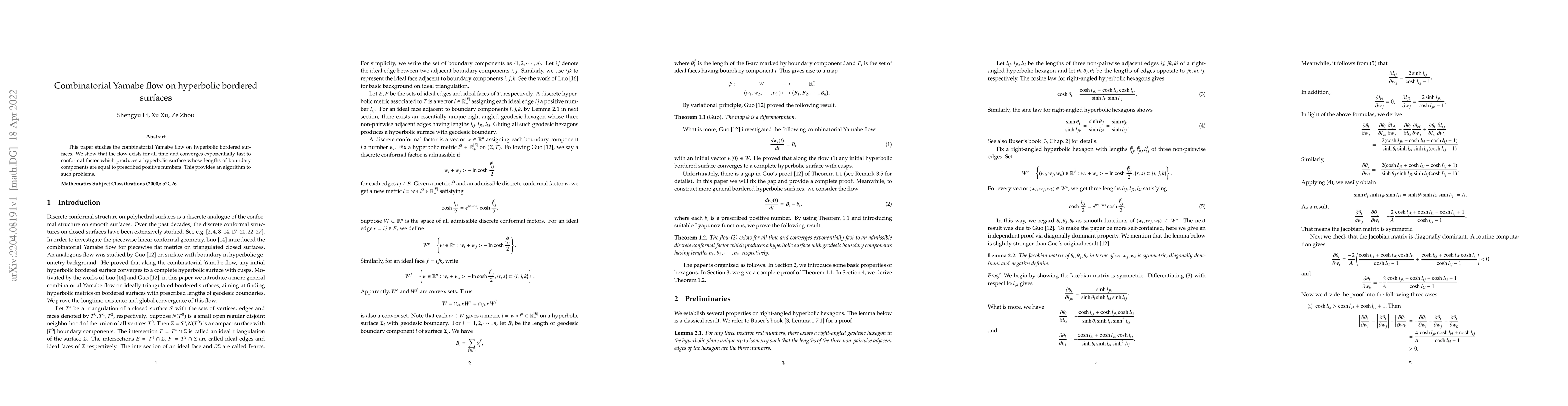 Thumbnail for Combinatorial Yamabe flow on hyperbolic bordered surfaces