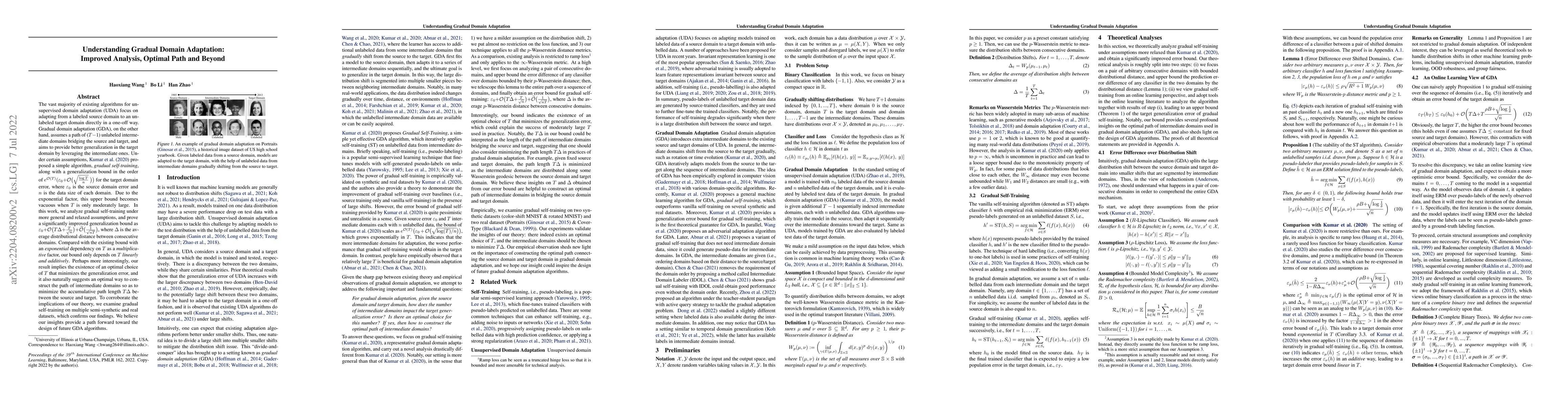 Thumbnail for Understanding Gradual Domain Adaptation: Improved Analysis, Optimal Path
  and Beyond
