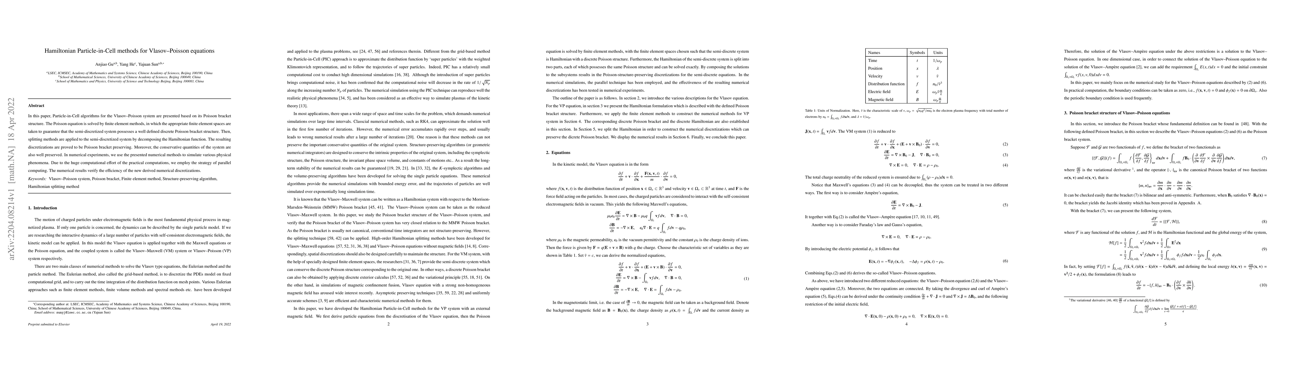 Thumbnail for Hamiltonian Particle-in-Cell methods for Vlasov-Poisson equations