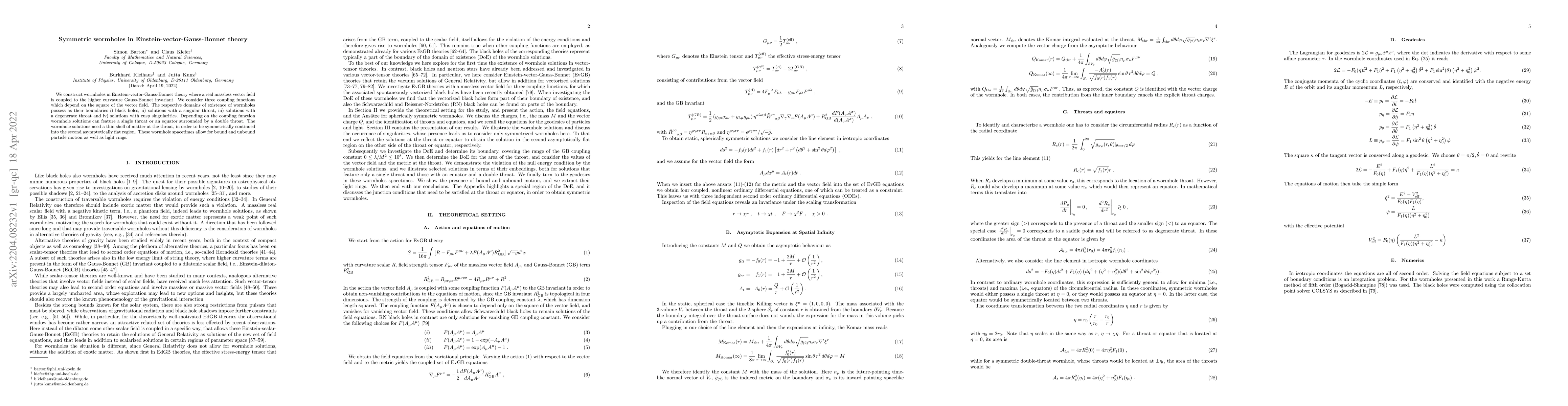 Thumbnail for Symmetric wormholes in Einstein-vector-Gauss-Bonnet theory