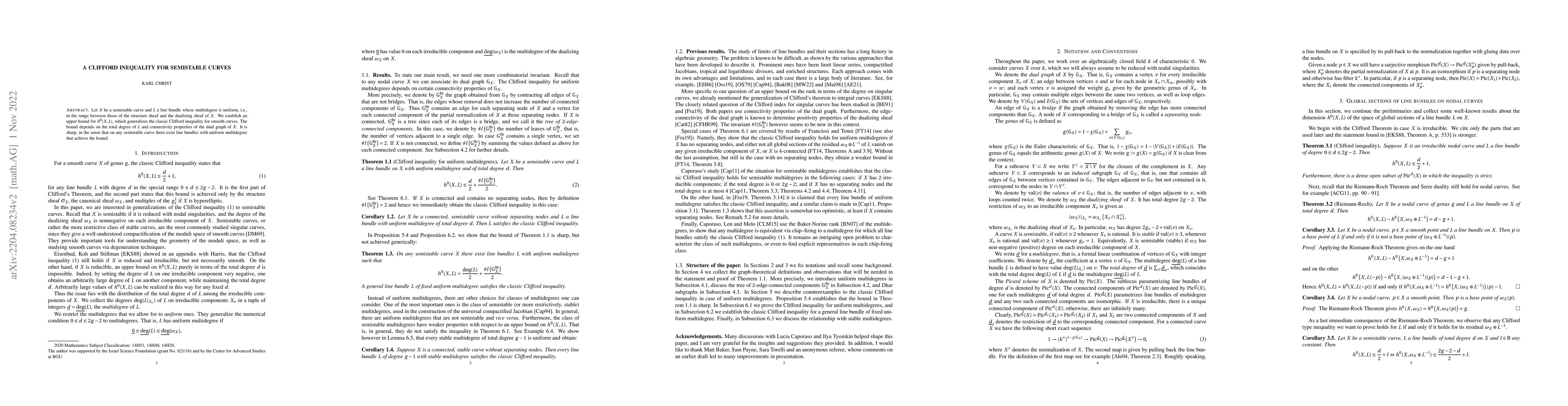 Thumbnail for A Clifford inequality for semistable curves