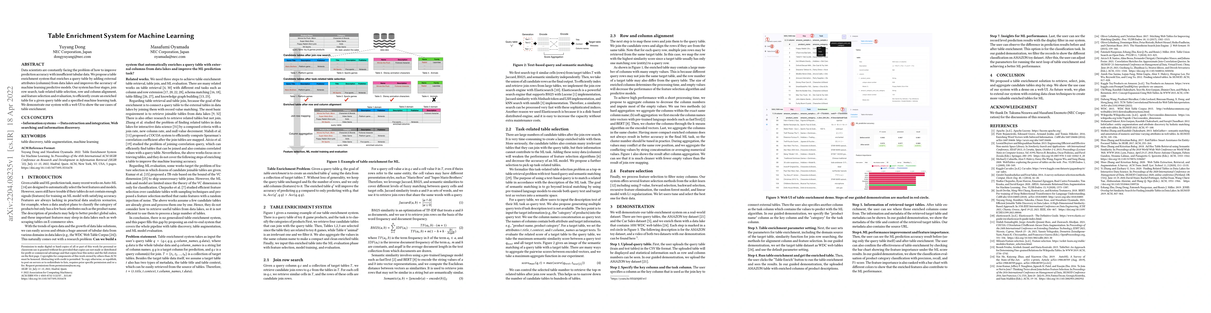 Thumbnail for Table Enrichment System for Machine Learning