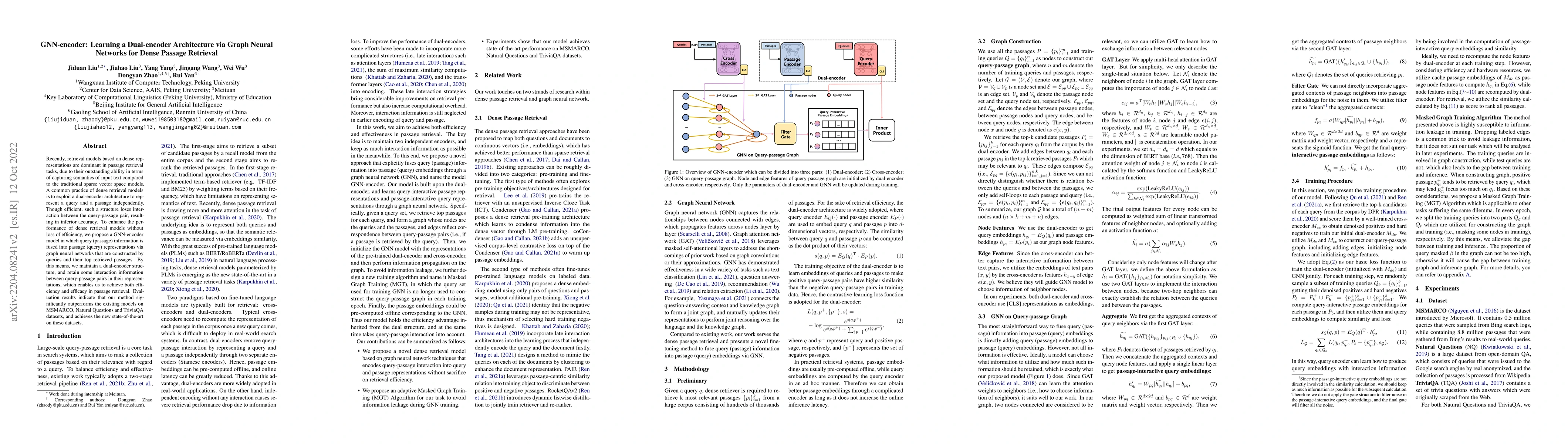 Thumbnail for GNN-encoder: Learning a Dual-encoder Architecture via Graph Neural
  Networks for Dense Passage Retrieval