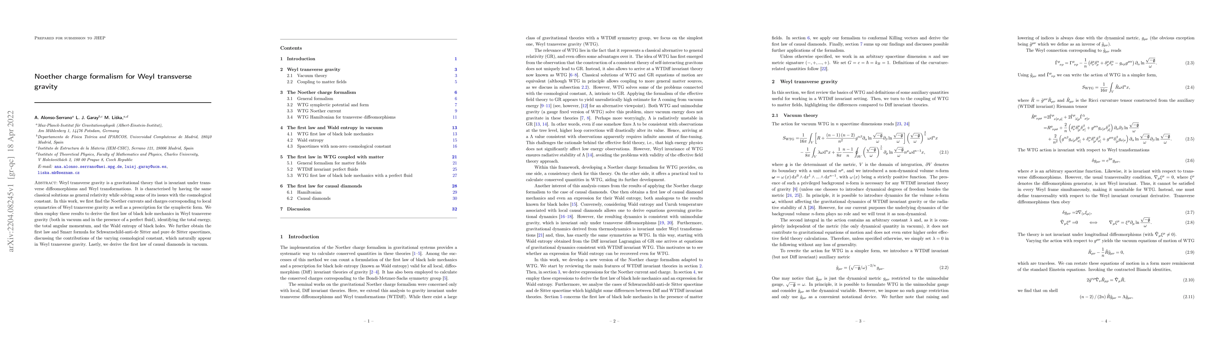 Thumbnail for Noether charge formalism for Weyl transverse gravity