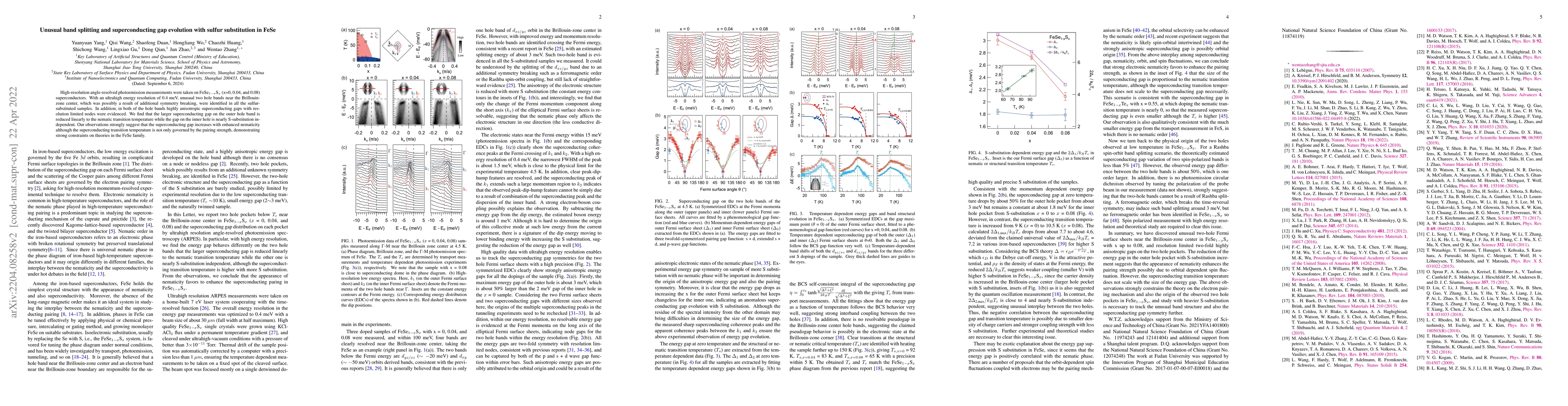 Thumbnail for Unusual band splitting and superconducting gap evolution with sulfur
  substitution in FeSe