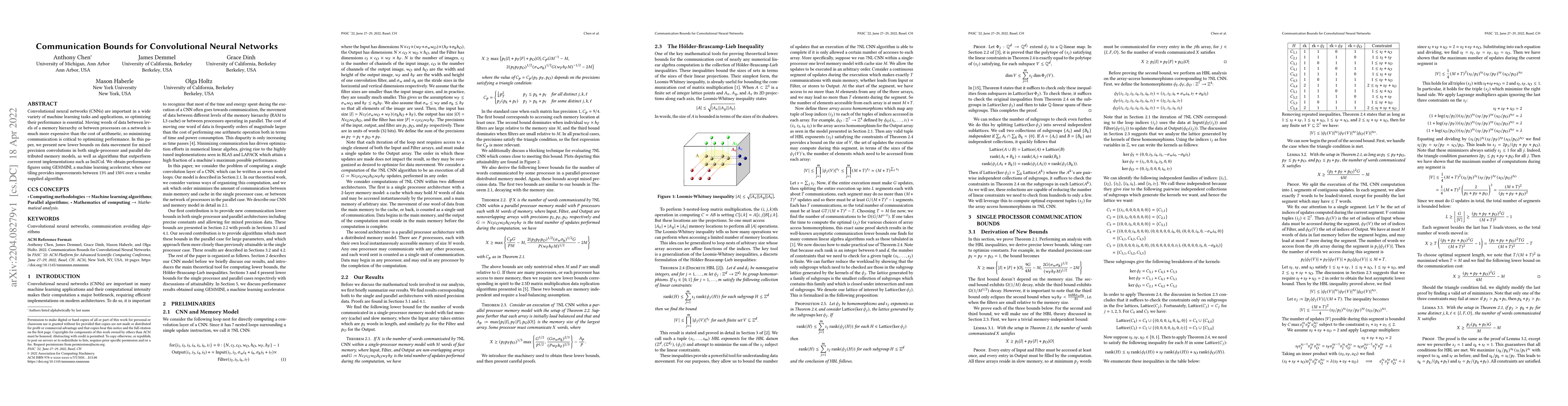 Thumbnail for Communication Bounds for Convolutional Neural Networks