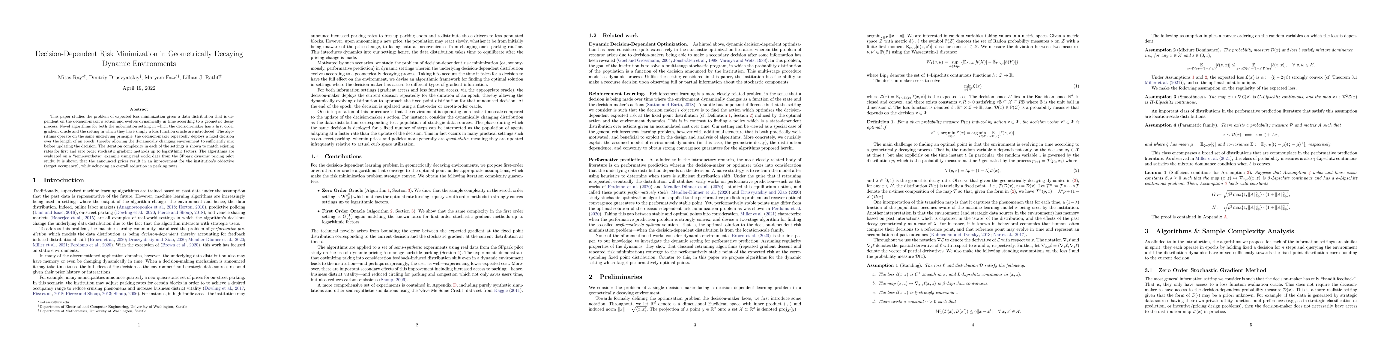 Thumbnail for Decision-Dependent Risk Minimization in Geometrically Decaying Dynamic
  Environments