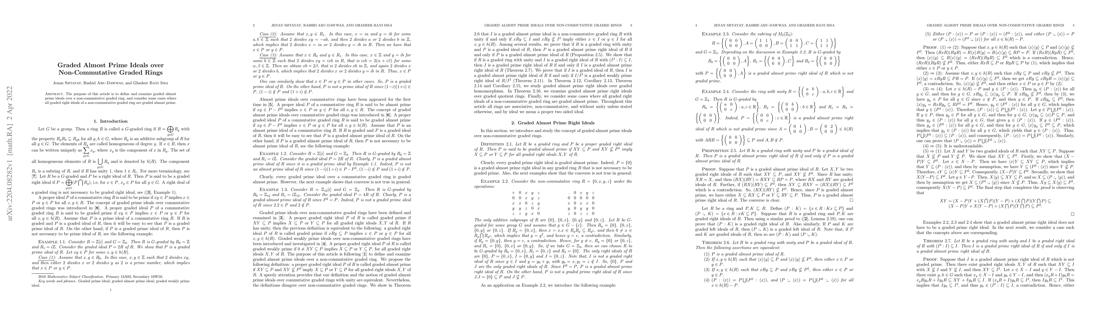 Thumbnail for Graded Almost Prime Ideals over Non-Commutative Graded Rings
