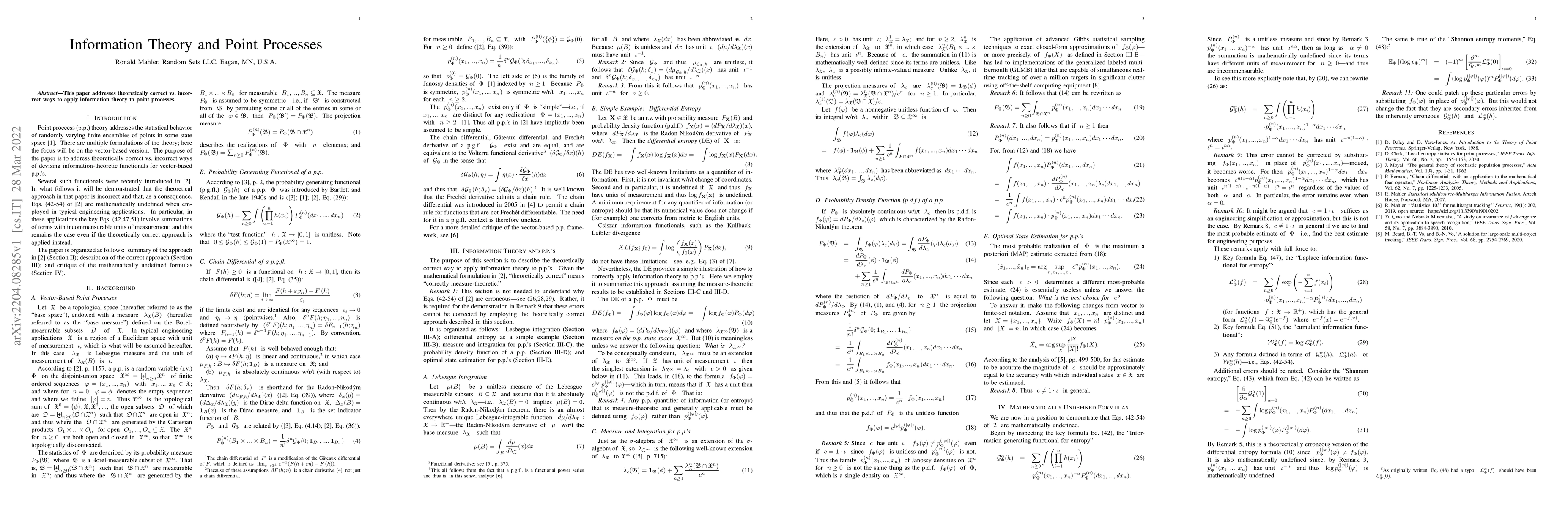 Thumbnail for Information Theory and Point Processes