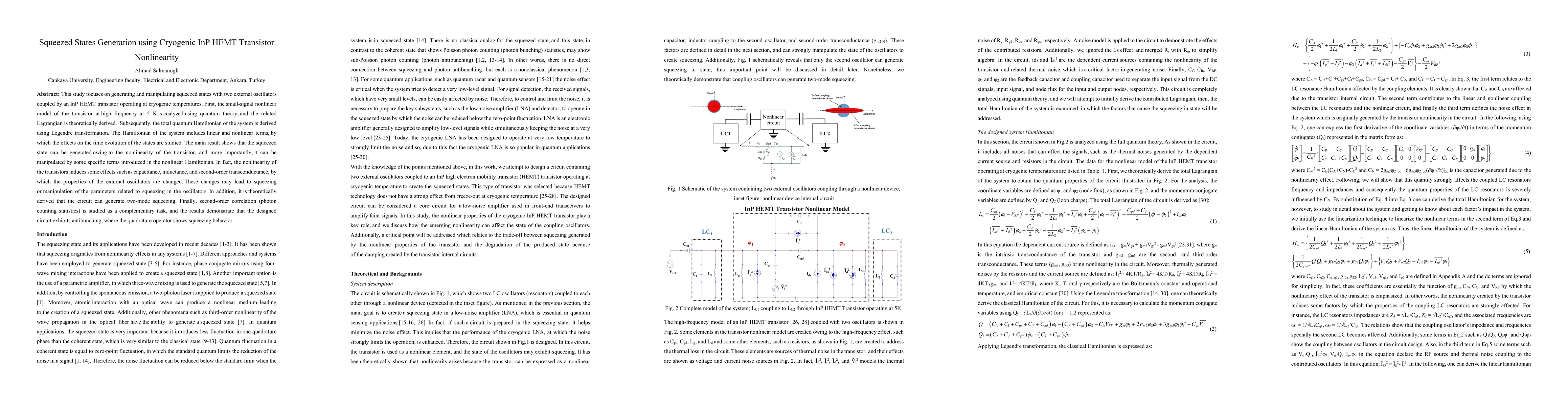 Thumbnail for Squeezed States Generation using Cryogenic InP HEMT Transistor
  Nonlinearity