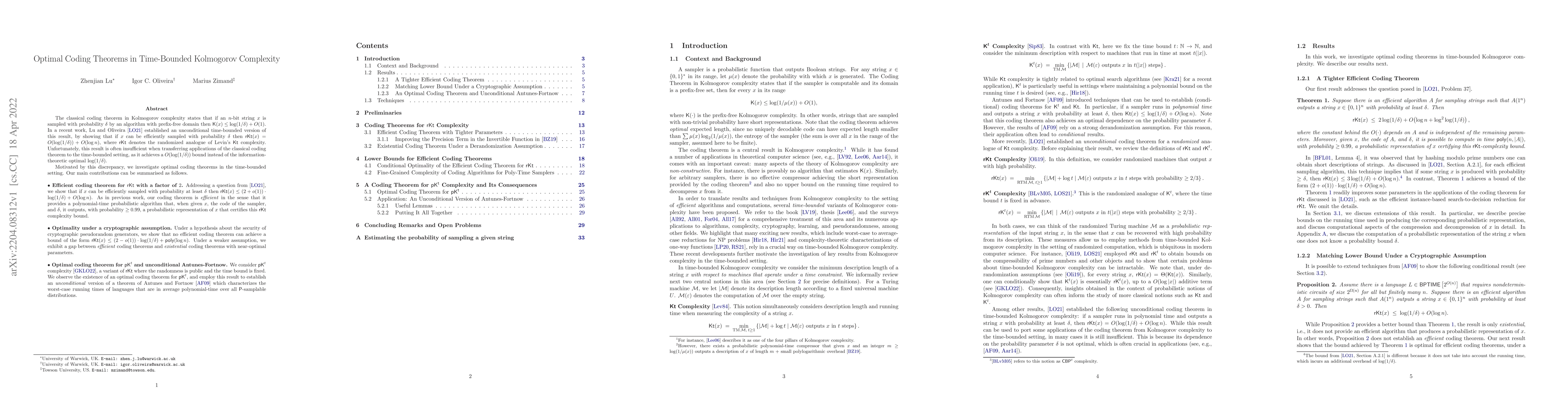 Thumbnail for Optimal Coding Theorems in Time-Bounded Kolmogorov Complexity