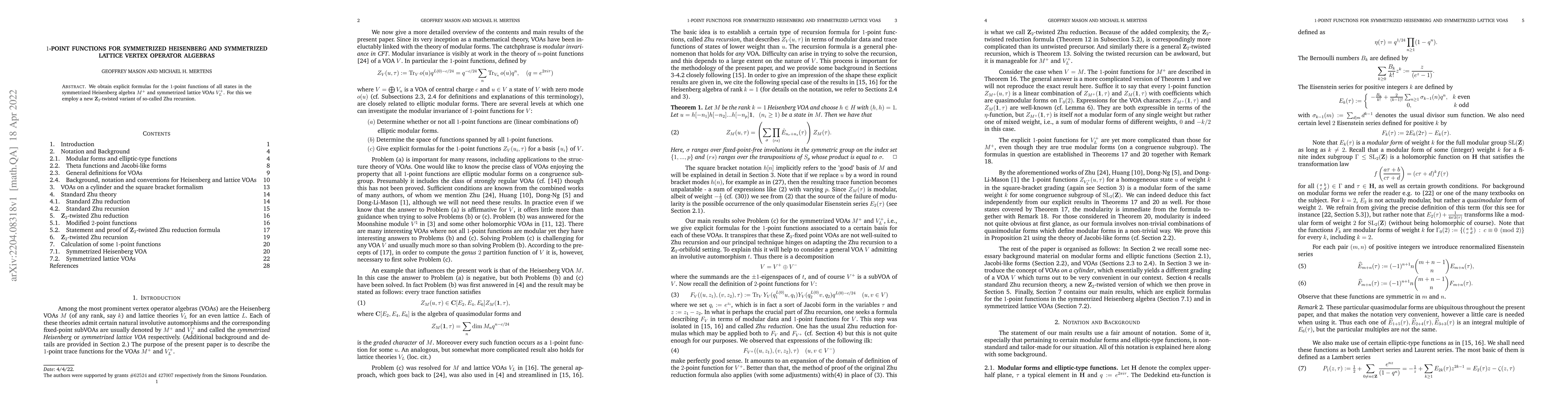 Thumbnail for 1-point functions for symmetrized Heisenberg and symmetrized lattice
  vertex operator algebras