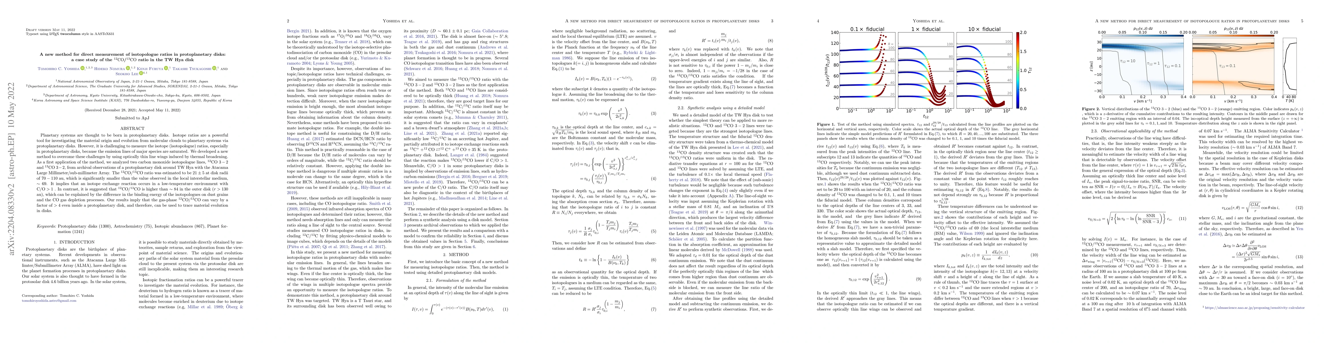 Thumbnail for A new method for direct measurement of isotopologue ratios in
  protoplanetary disks: a case study of the $^{12}$CO/$^{13}$CO ratio in the TW
  Hya disk