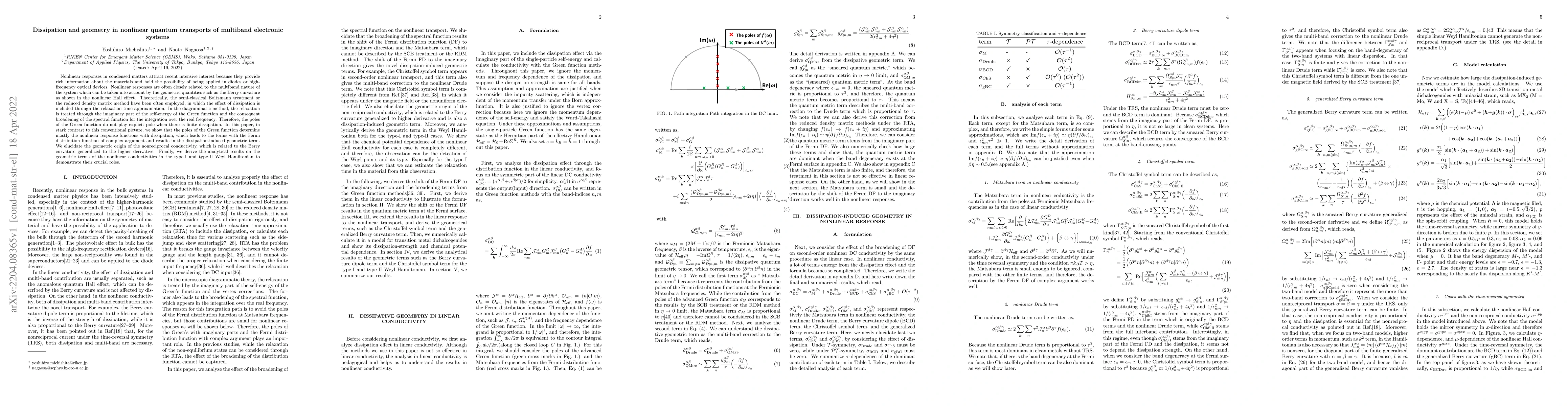 Thumbnail for Dissipation and geometry in nonlinear quantum transports of multiband
  electronic systems