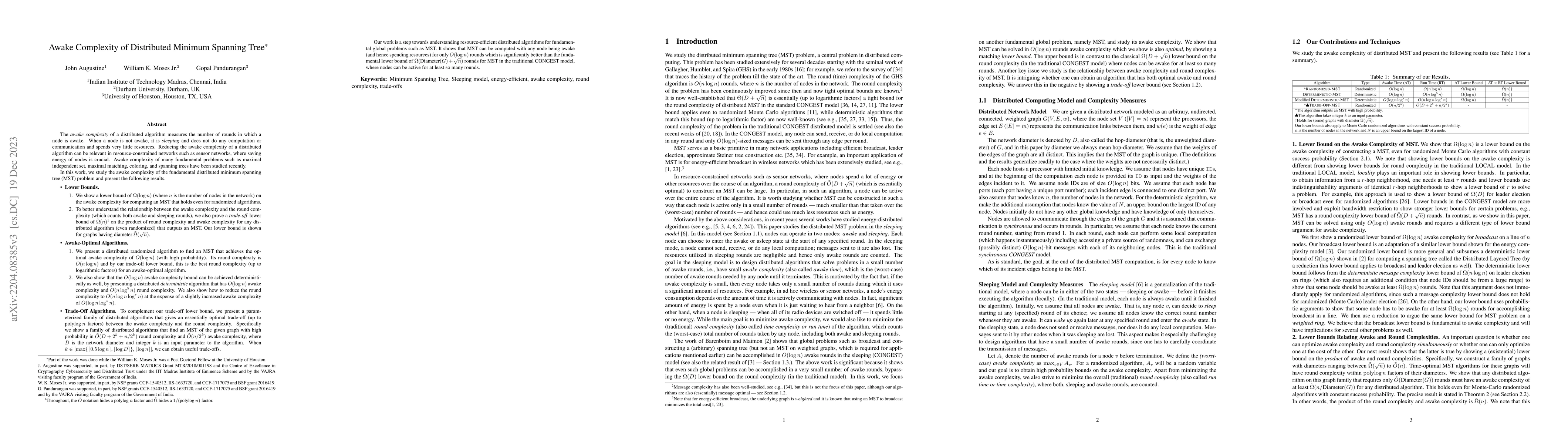 Thumbnail for Awake Complexity of Distributed Minimum Spanning Tree
