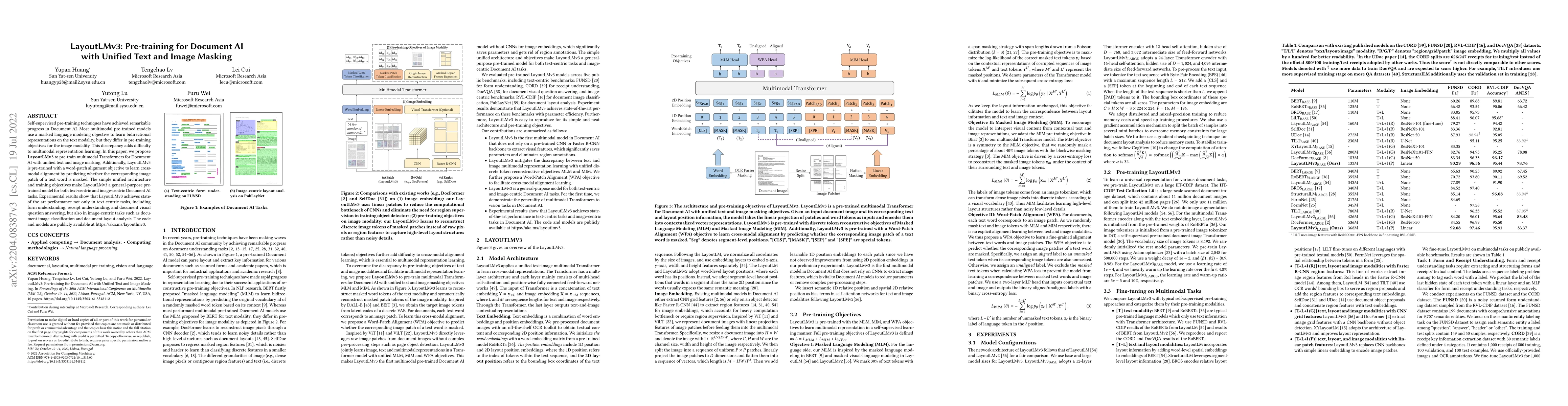 Thumbnail for LayoutLMv3: Pre-training for Document AI with Unified Text and Image
  Masking
