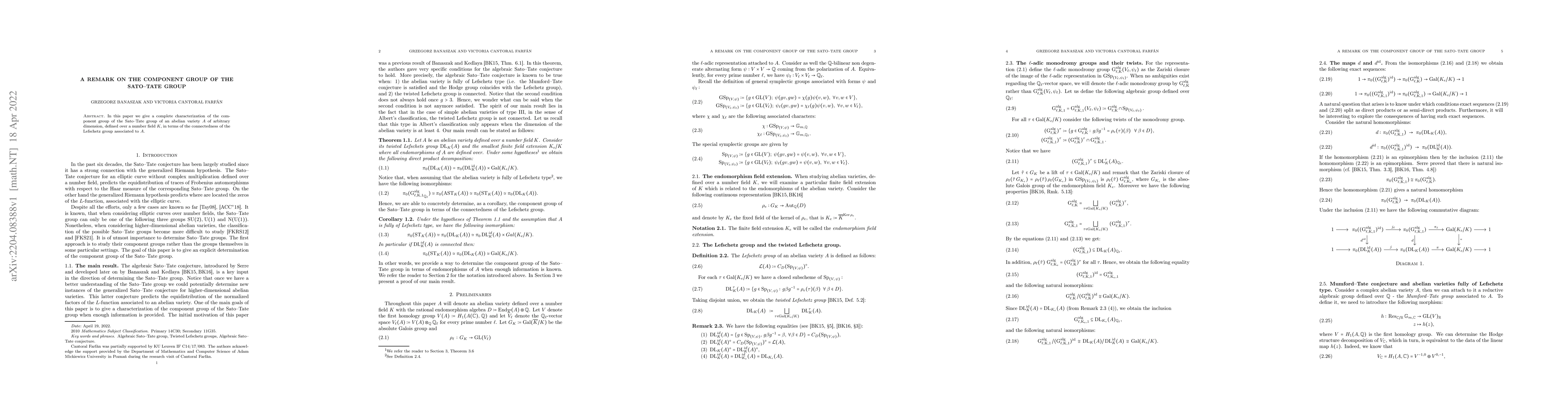 Thumbnail for A remark on the component group of the Sato-Tate group