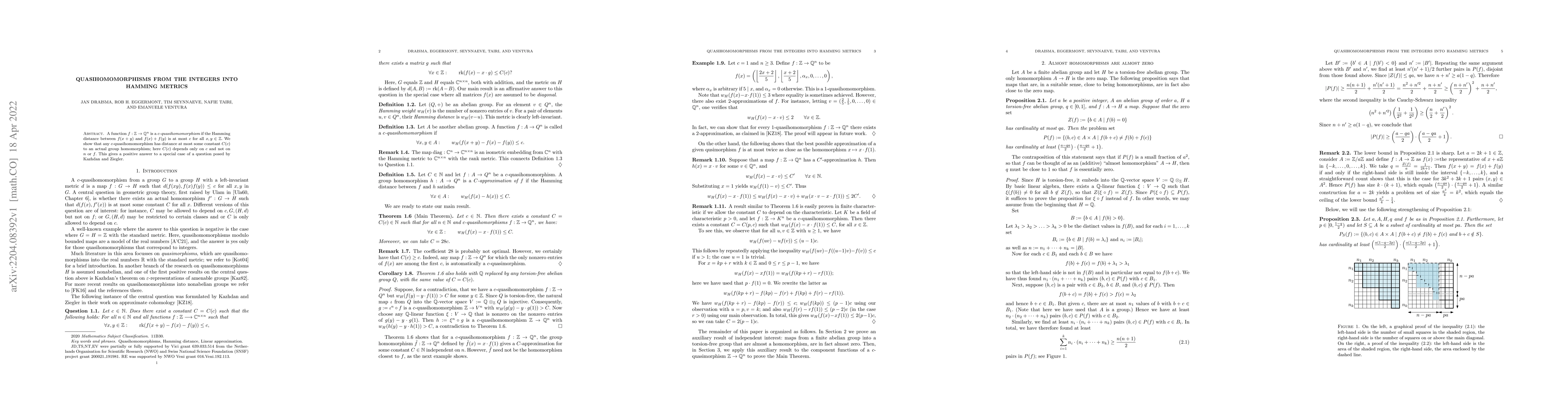 Thumbnail for Quasihomomorphisms from the integers into Hamming metrics