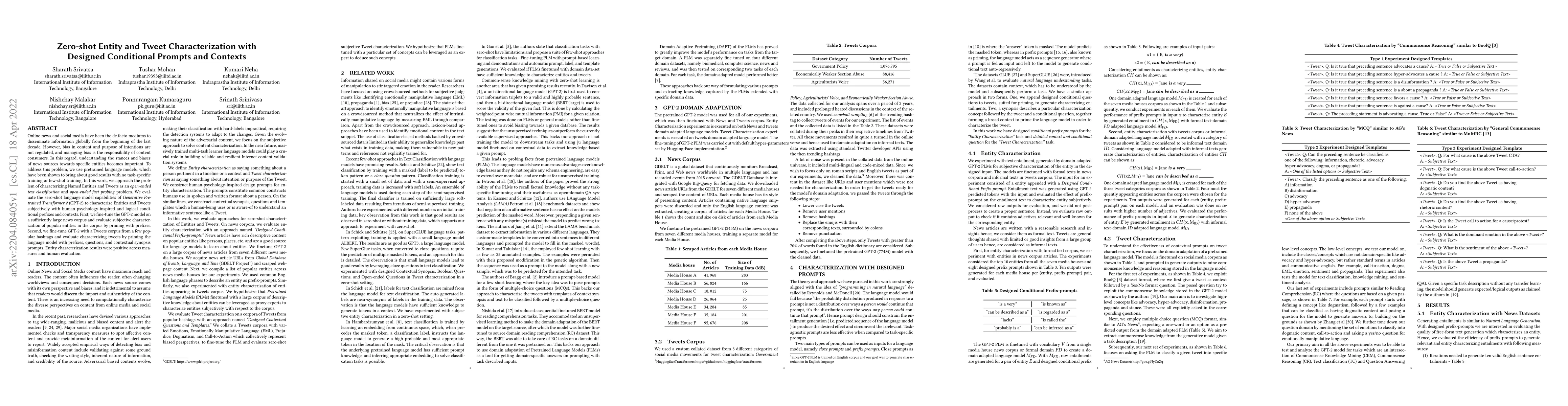 Thumbnail for Zero-shot Entity and Tweet Characterization with Designed Conditional
  Prompts and Contexts