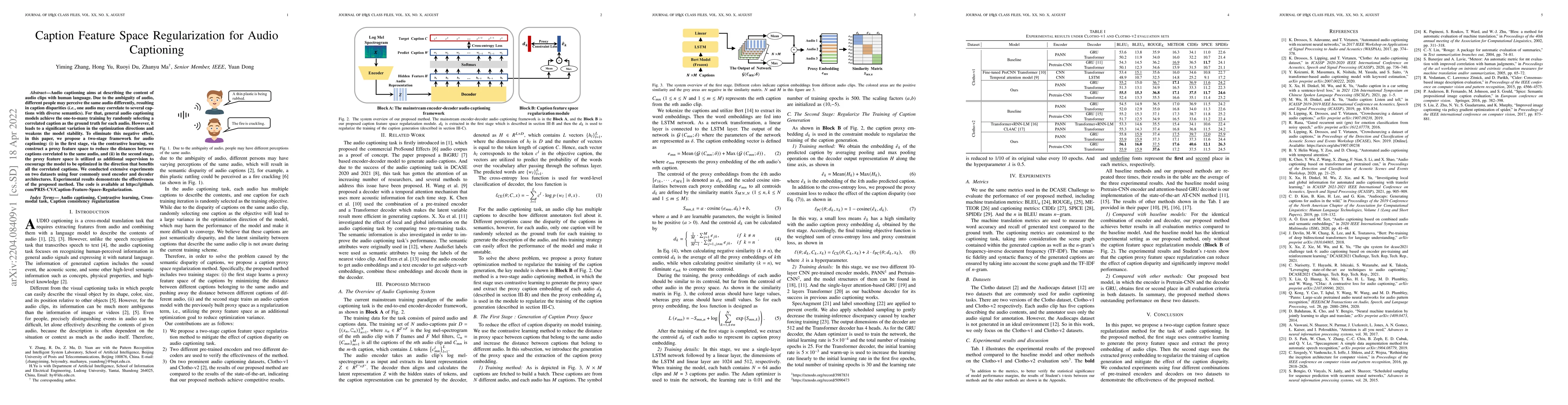 Thumbnail for Caption Feature Space Regularization for Audio Captioning