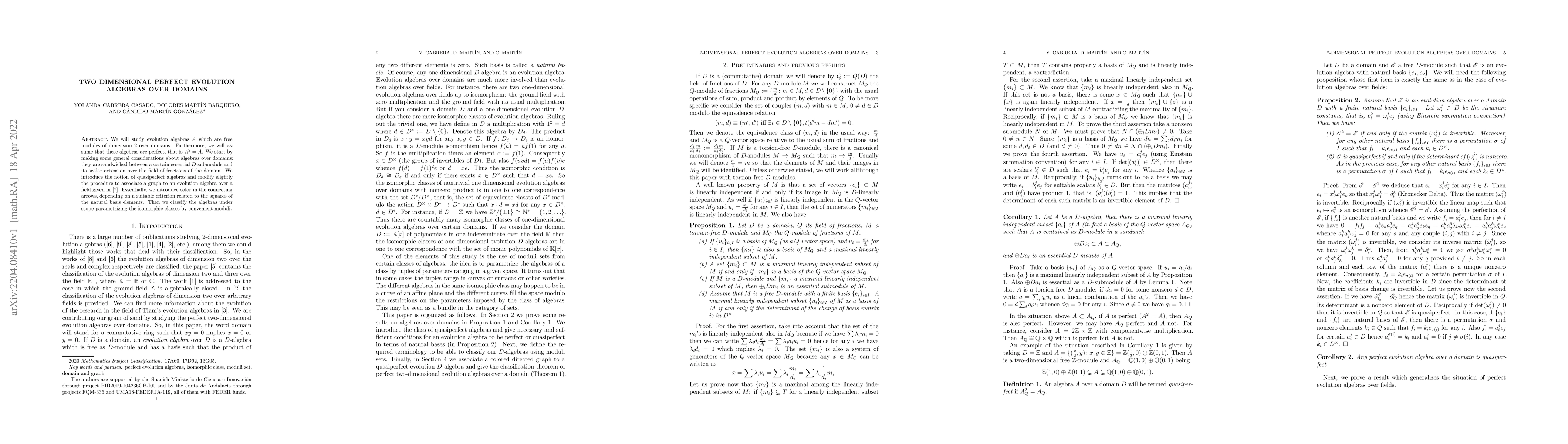 Thumbnail for Two dimensional perfect evolution algebras over domains