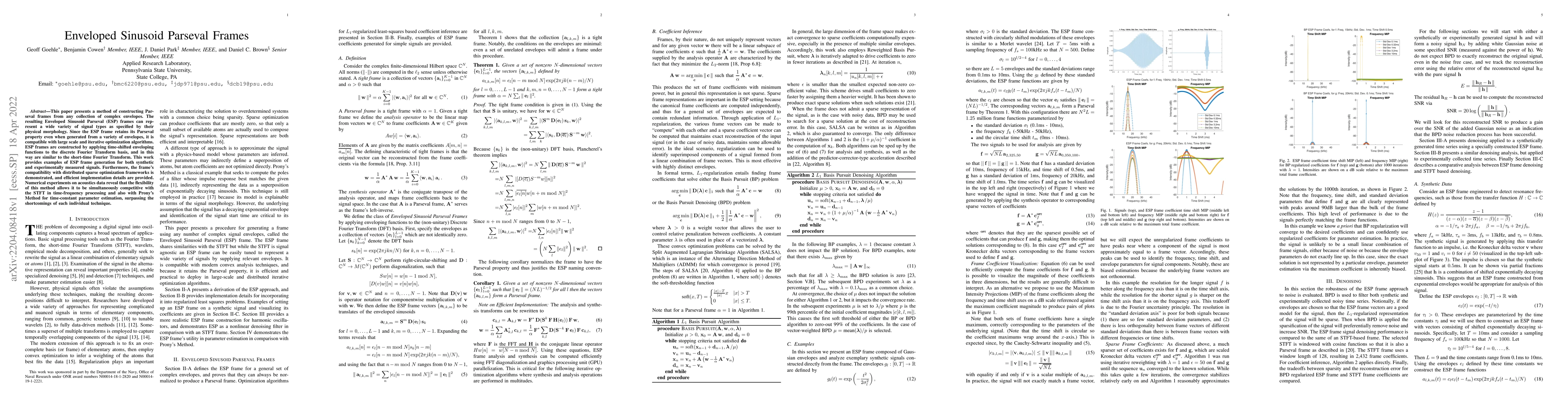 Thumbnail for Enveloped Sinusoid Parseval Frames