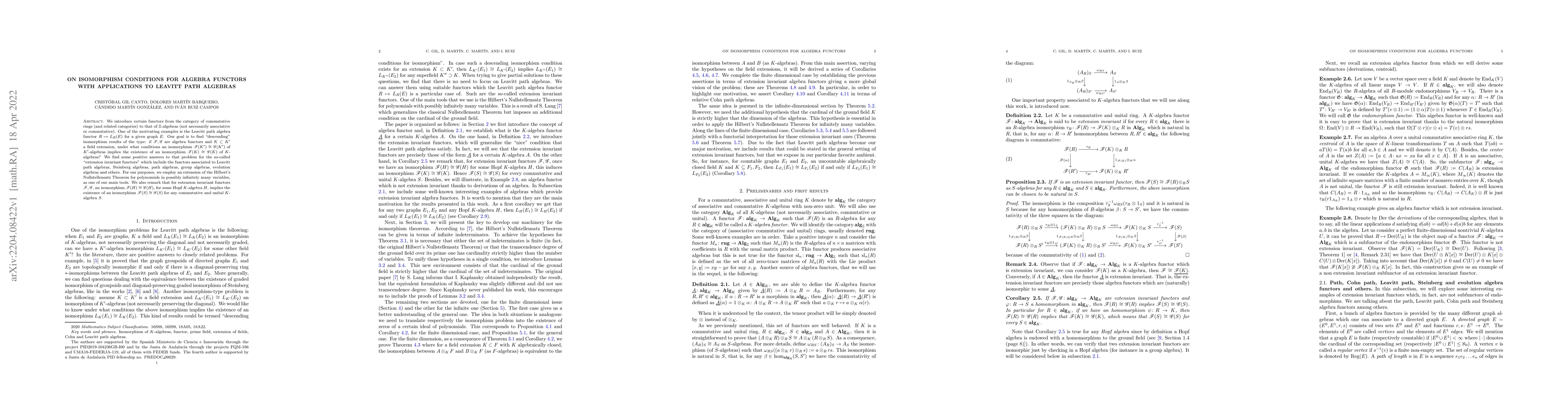 Thumbnail for On isomorphism conditions for algebra functors with applications to
  Leavitt path algebras