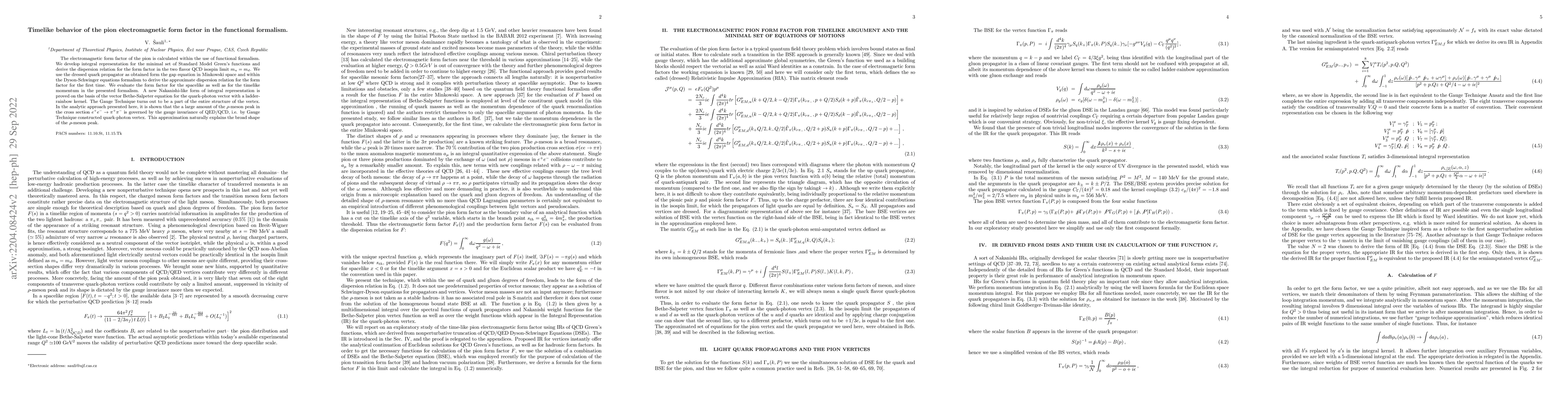 Thumbnail for Timelike behavior of the pion electromagnetic form factor in the
  functional formalism