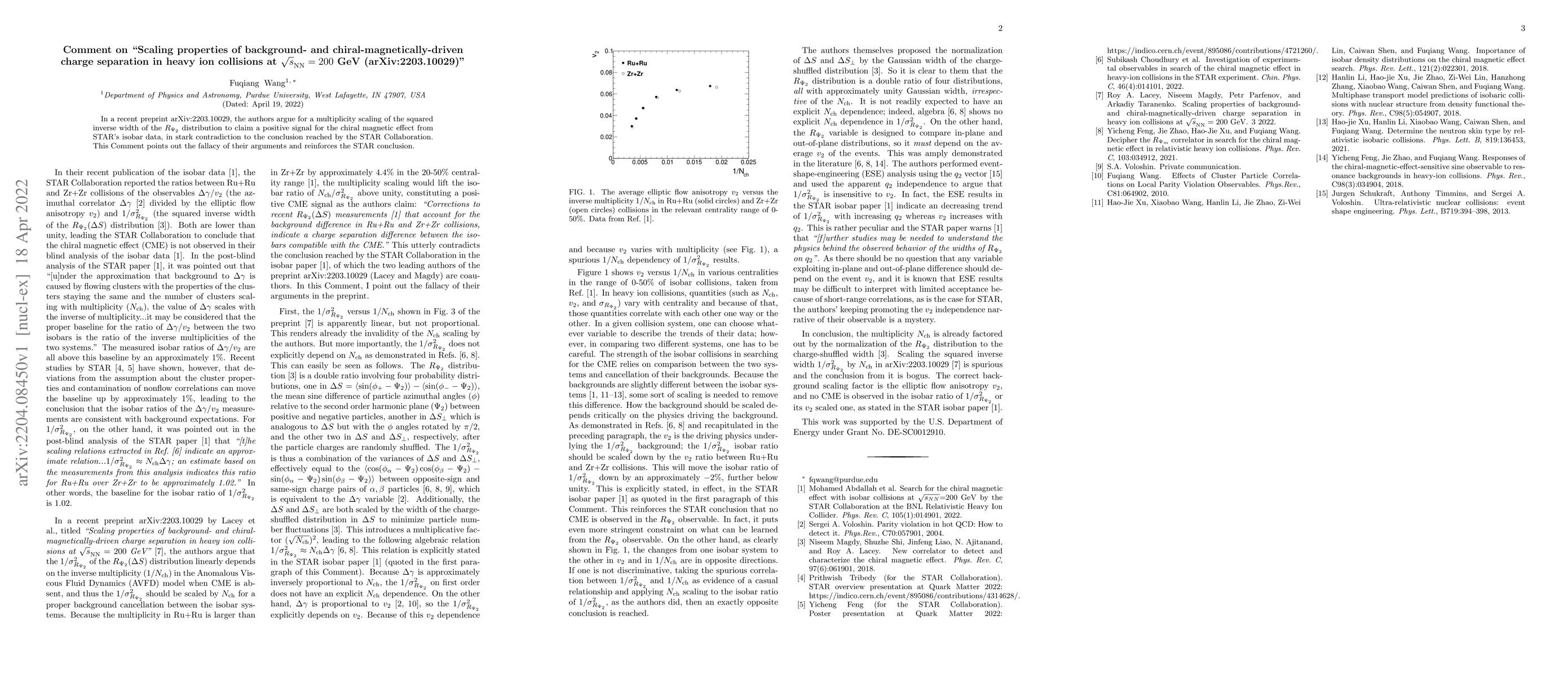 Thumbnail for Comment on "Scaling properties of background- and
  chiral-magnetically-driven charge separation in heavy ion collisions at
  $\sqrt{s}_{\rm NN}=200$ GeV (arXiv:2203.10029)"